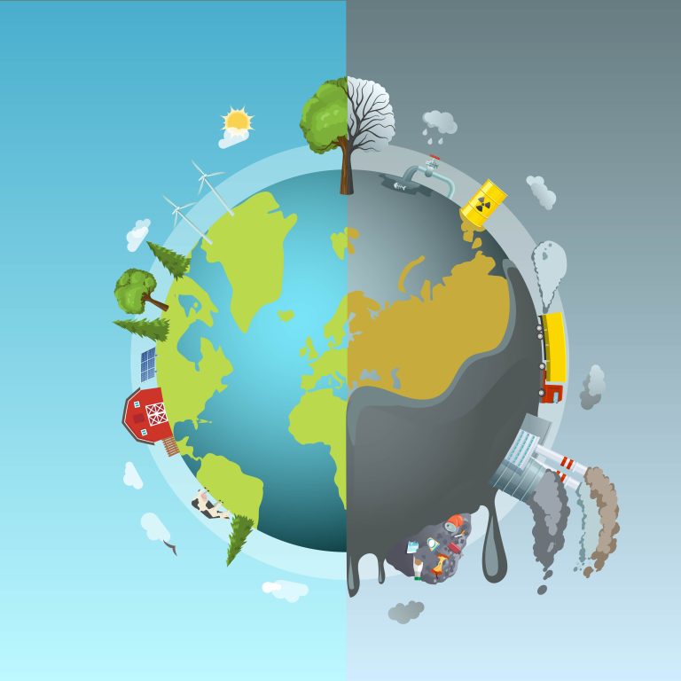 Imagen del mundo contaminado y natural Derechos "freepik"